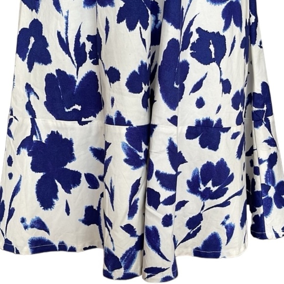 NWOT Allen B Schwartz Bustier Corset Retro Floral Spring Tea Dress Blue Large - Picture 6 of 12